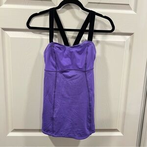 Lululemon Catch Me Workout Tank Top Power Purple Size 6 Cross Back Straps